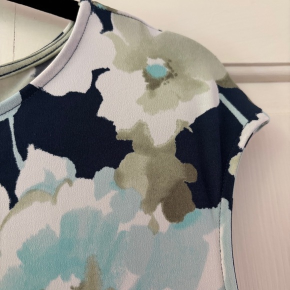 Chico’s Size 1 Floral Print Women's Dress Blue Shift Midi Chicos Size Medium - Picture 6 of 11